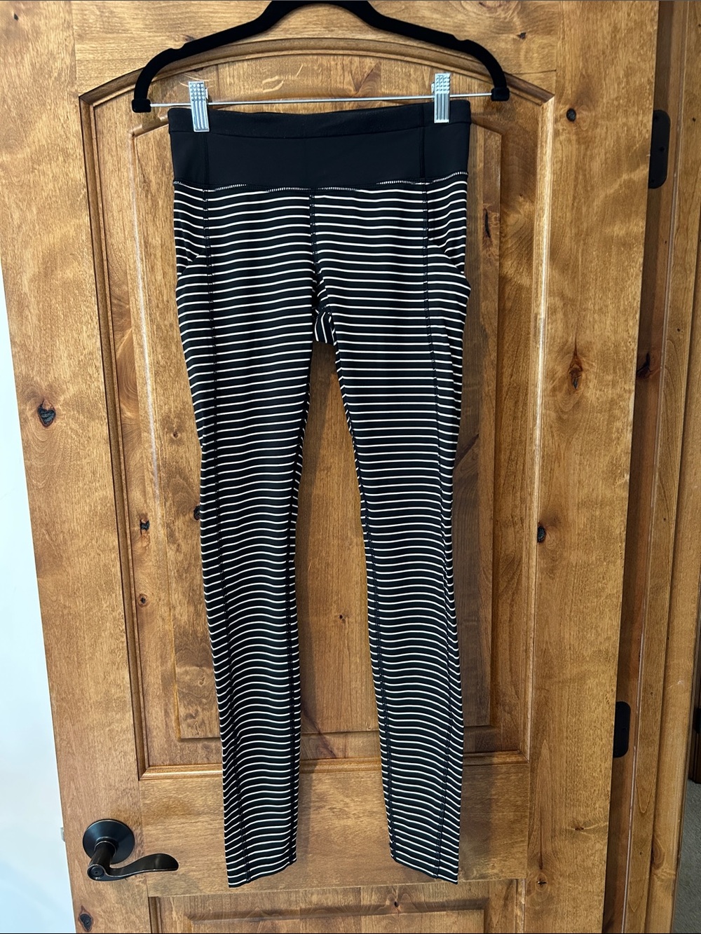 Lululemon Black and White Striped Leggings